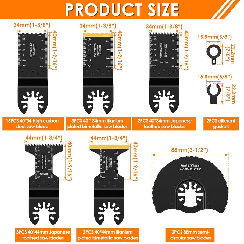 27 قطعة مجموعة شفرات أداة تذبذب 6 أنواع من التيتانيوم فولاذ عالي الكربون للمعادن الخشب البلاستيك - Image 3