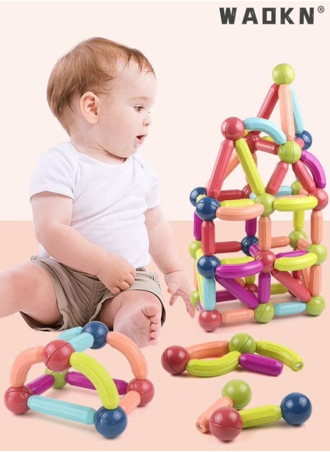 WAOKN - 36PCS Magnetic Bar Children's Early Education Puzzle Toys With Varying Shapes Assembled With Large Particles Of Magnetic Blocks Toy Set Storage Box - Image 1