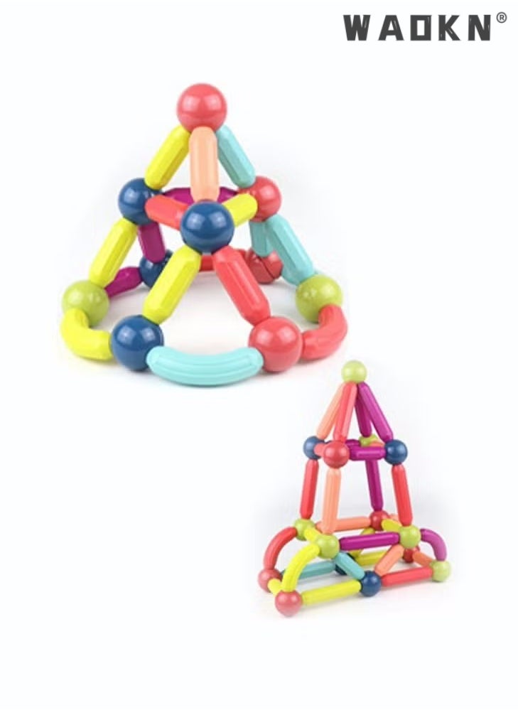 WAOKN - 36PCS Magnetic Bar Children's Early Education Puzzle Toys With Varying Shapes Assembled With Large Particles Of Magnetic Blocks Toy Set Storage Box - Image 1