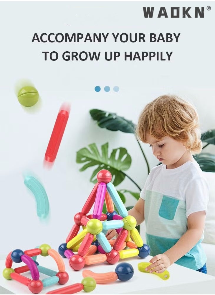 WAOKN - 36PCS Magnetic Bar Children's Early Education Puzzle Toys With Varying Shapes Assembled With Large Particles Of Magnetic Blocks Toy Set Storage Box - Image 1