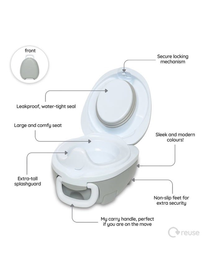 My Carry Potty Grey Travel Potty, Award-Winning Portable Toddler Toilet Seat for Kids to Take Everywhere - Image 3