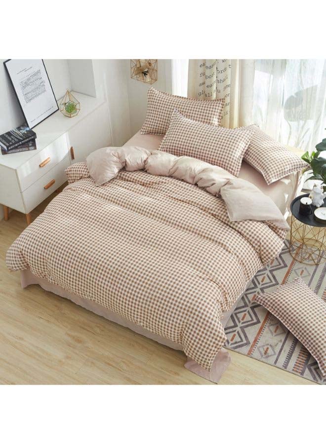 NIBEMINENT 4-Piece European Style Jacquard Duvet Cover Set Polyester Brown/White - Image 2