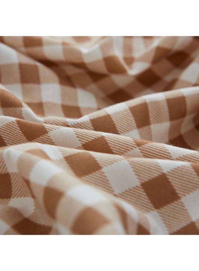 NIBEMINENT 4-Piece European Style Jacquard Duvet Cover Set Polyester Brown/White - Image 4