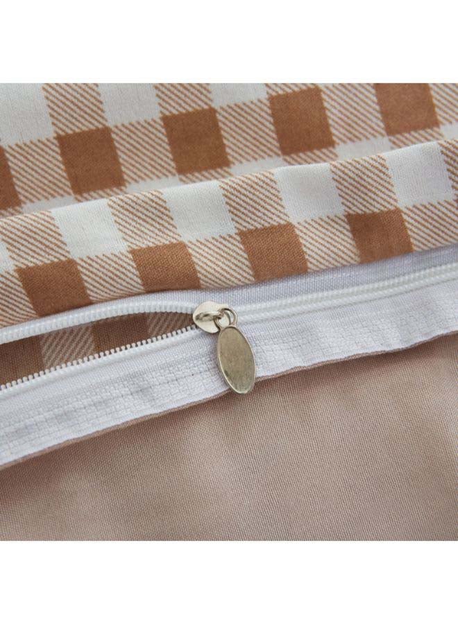 NIBEMINENT 4-Piece European Style Jacquard Duvet Cover Set Polyester Brown/White - Image 5