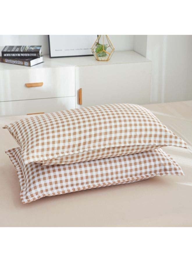 NIBEMINENT 4-Piece European Style Jacquard Duvet Cover Set Polyester Brown/White - Image 3