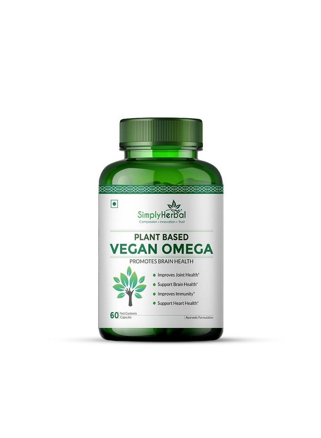 Simply Herbal كبسولات أوميغا 3 6 9 النباتية النقية من سيمبلي هيربال أورغانيكس 500 ملغ - قوة ثلاثية من بذور الكتان، DHA لصحة القلب والمفاصل والدماغ، معزز المناعة - 60 كبسولة - Image 1