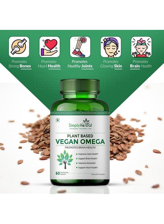 Simply Herbal كبسولات أوميغا 3 6 9 النباتية النقية من سيمبلي هيربال أورغانيكس 500 ملغ - قوة ثلاثية من بذور الكتان، DHA لصحة القلب والمفاصل والدماغ، معزز المناعة - 60 كبسولة - Image 4