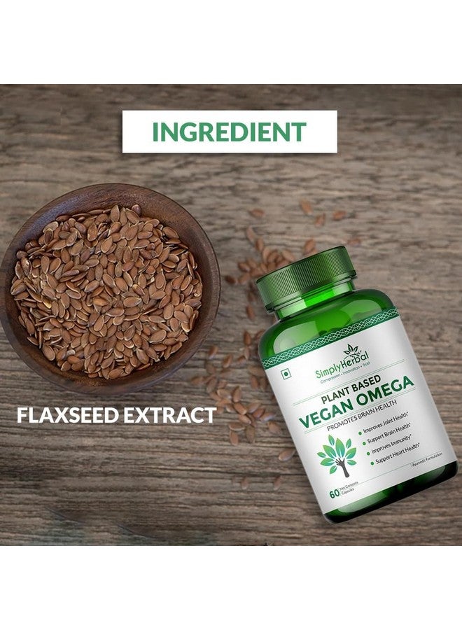 Simply Herbal كبسولات أوميغا 3 6 9 النباتية النقية من سيمبلي هيربال أورغانيكس 500 ملغ - قوة ثلاثية من بذور الكتان، DHA لصحة القلب والمفاصل والدماغ، معزز المناعة - 60 كبسولة - Image 3