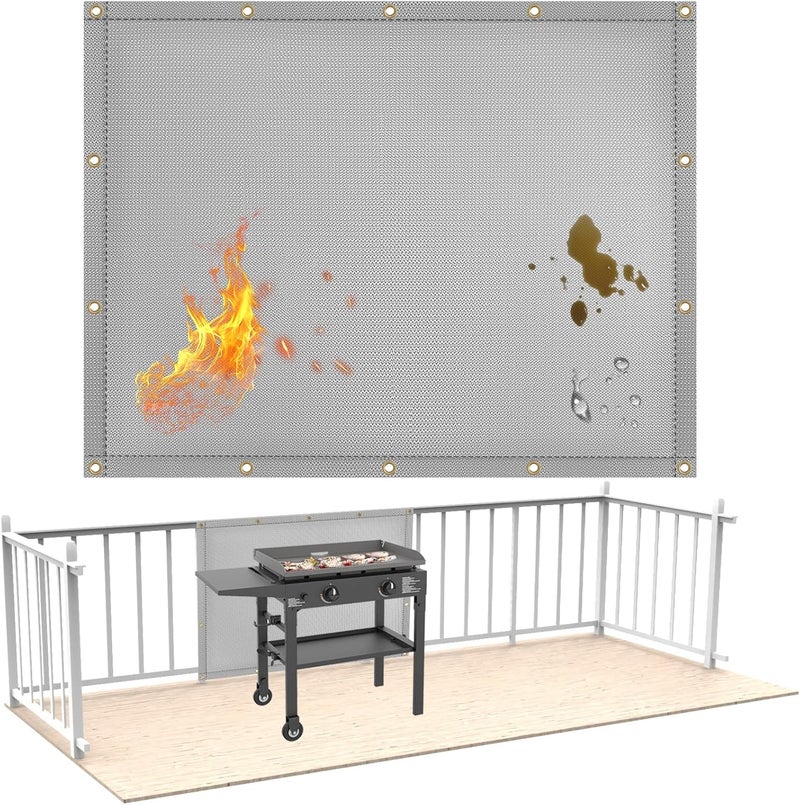 Amerbro Fireproof Heat Shield for Wall Behind Grill Protect Deck Fence from Grill Heat, Heat Shield Grill Mat for Outdoor Grill, Stove Wall Protector Fridge, Grill Mat Accessories for Blackstone, 3'x4', Grey - Image 1