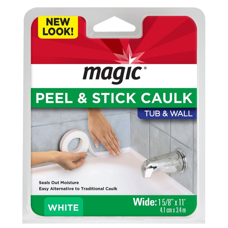 Magic Tub and Wall Peel and Caulk Strip  Create a Tight Seal Between the Bathtub and Wall to Keep Moisture Out  158 Inch by 11 Feet  White - Image 1