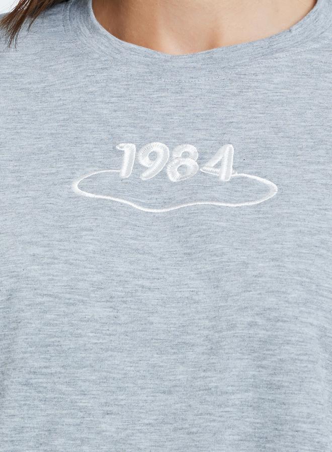 Styli Grey Embroidered Long Sleeve T-Shirt - Image 3