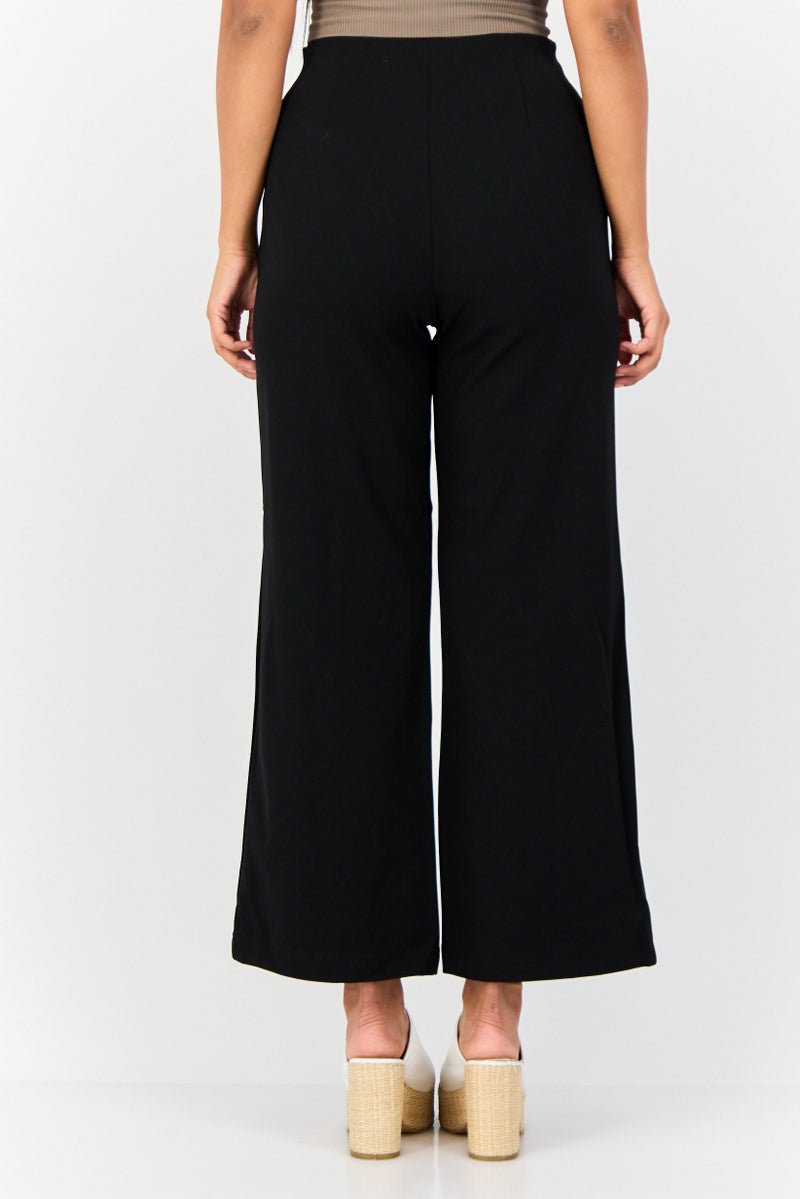 VERO MODA Women Regular Fit Solid 28 Inseam Wide Leg Pants, Black - Image 2
