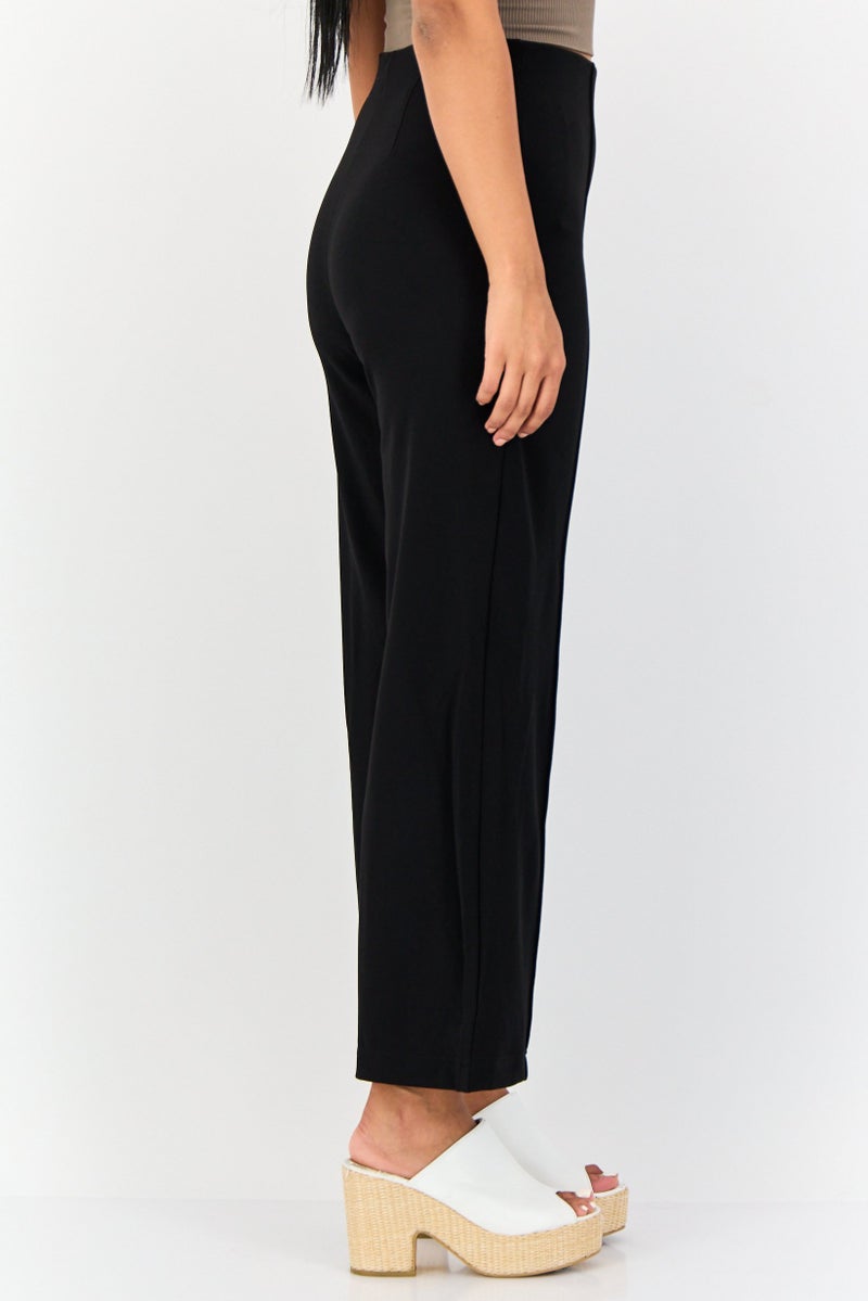 VERO MODA Women Regular Fit Solid 28 Inseam Wide Leg Pants, Black - Image 4