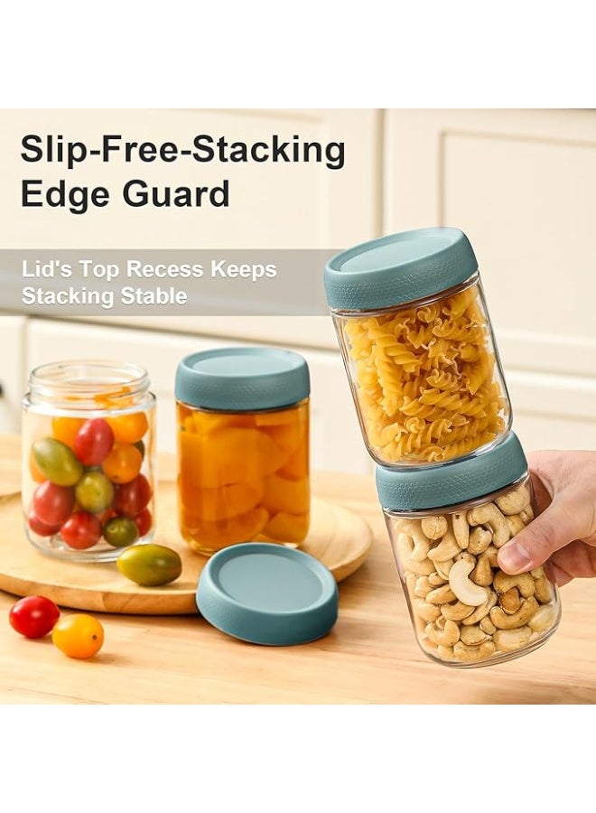 PTTIMFFM 4-Pack Glass Storage Jars with Airtight Lids, Wide Mouth Mason Jars for Overnight Oats, Snacks, Yogurt, Spices, and Sugar, Versatile Food Storage Containers with Lids - Image 4