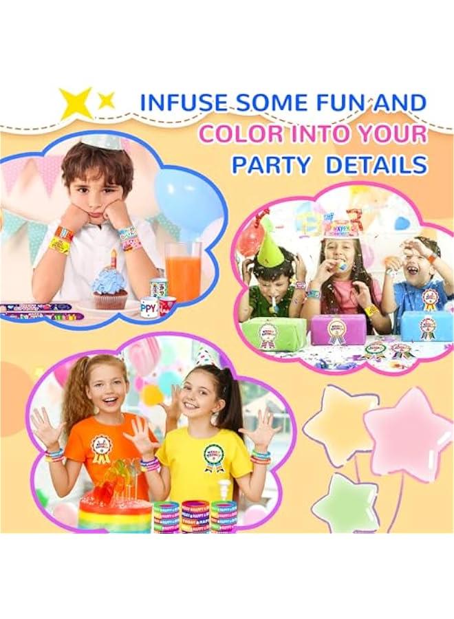 Arabest 210Pcs Happy Birthday Kits for Kids Classroom, Birthday Crowns for Kids Classroom with Hats, Rulers, Badge Stickers, Bracelets, Party Bags for School Teacher Classroom Party Supplies  - Image 5