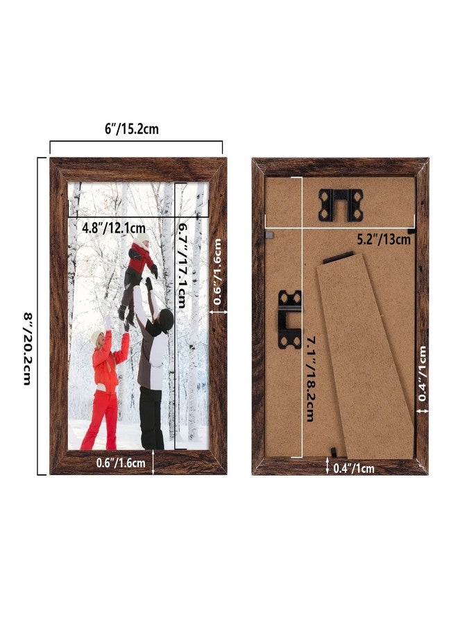 PHAREGE 5x7 MDF Picture Frame Bulk Dark Brown 18 Pack, Embossed Faux Wood Grain 5 by 7 Rustic Frame Set, Multi-pack Farmhouse Frames for Photos, Vertically or Horizontally, Tabletop or Wall - Image 2