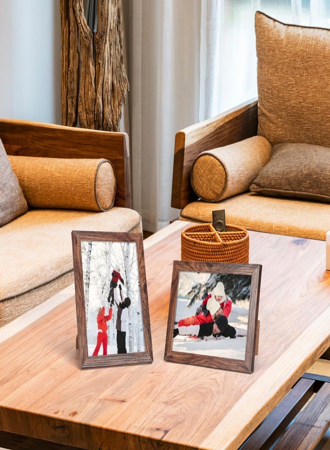 PHAREGE 5x7 MDF Picture Frame Bulk Dark Brown 18 Pack, Embossed Faux Wood Grain 5 by 7 Rustic Frame Set, Multi-pack Farmhouse Frames for Photos, Vertically or Horizontally, Tabletop or Wall - Image 3