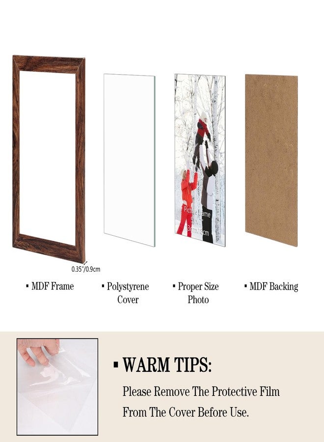 PHAREGE 5x7 MDF Picture Frame Bulk Dark Brown 18 Pack, Embossed Faux Wood Grain 5 by 7 Rustic Frame Set, Multi-pack Farmhouse Frames for Photos, Vertically or Horizontally, Tabletop or Wall - Image 5