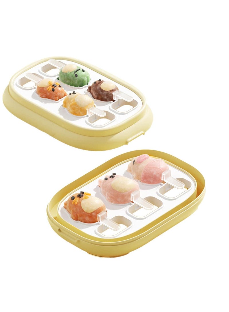 Barakah DIY Ice Cream Mold, Cartoon Animal Shape  Sicle Molds, Silicone Popsicle Molds with Ice Cream Sticks, Reusable Silicone Popsicles Maker Mold, Bpa Free Icecream Molds for Kids Summer Party Double-Deck - Image 1