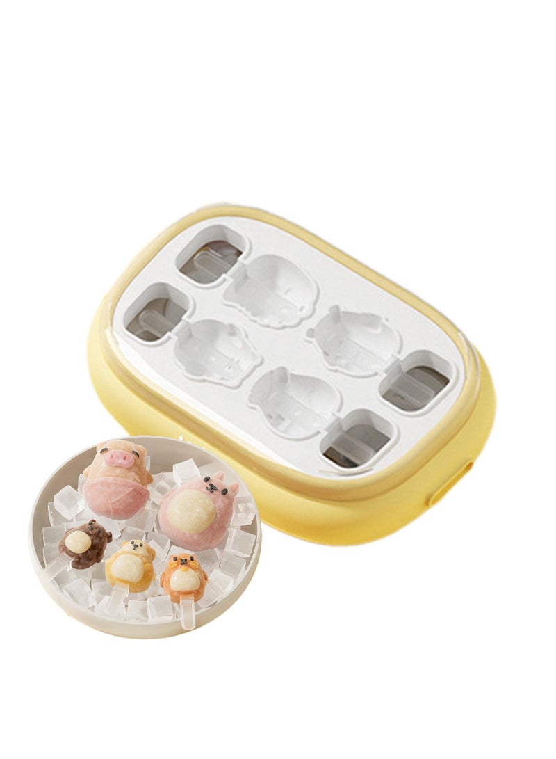 Barakah DIY Ice Cream Mold, Cartoon Animal Shape  Sicle Molds, Silicone Popsicle Molds with Ice Cream Sticks, Reusable Silicone Popsicles Maker Mold, Bpa Free Icecream Molds for Kids Summer Party Double-Deck - Image 2