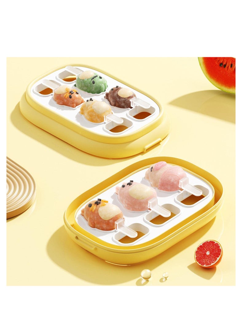 Barakah DIY Ice Cream Mold, Cartoon Animal Shape  Sicle Molds, Silicone Popsicle Molds with Ice Cream Sticks, Reusable Silicone Popsicles Maker Mold, Bpa Free Icecream Molds for Kids Summer Party Double-Deck - Image 3