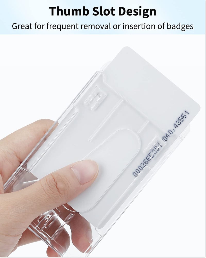 Pawfly 2 Pack Vertical 2-Card Badge Holder with Thumb Slot Hard Transparent PC Case Protector for Office School IDs Credit Cards Driverâ€™s Licenses and Passes - Image 3