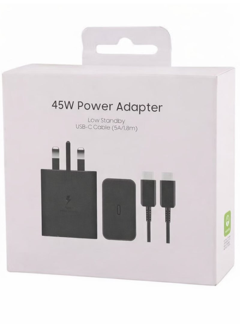 DazzleDeals 45W Power Adapter USB-C Super Fast Charging Charger with 1.8 m Cable - Compatible with Samsung G S25 S24 S23 S22 S21 S20 Ultra, S24+ S23+ S22+ S21+, A53, A15, A54, Fold, Flip - Type C Power Adapter, - Image 1