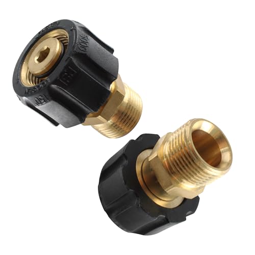 AUXBC Pressure Washer Adapter, M22 15mm Female Thread to M22 14mm Male Fitting, 5000 PSI Pressure Washer Hose Coupler Brass Quick Hose Connector - Image 3