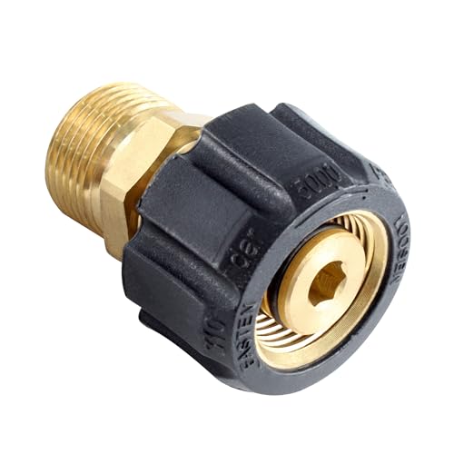 AUXBC Pressure Washer Adapter, M22 15mm Female Thread to M22 14mm Male Fitting, 5000 PSI Pressure Washer Hose Coupler Brass Quick Hose Connector - Image 1