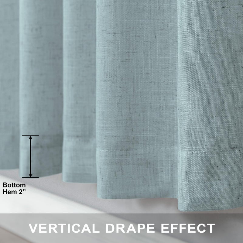 Pitalk Seafoam Green Curtains 96 Inches Long for Living Room 2 Panels Back Tab Pocket Semi Sheer Linen Summer Ocean Mint Green Curtains for Bedroom Dining Spa Sea Mist Teal Grey Aqua Drapes Kids Decor 8 FT - Image 5