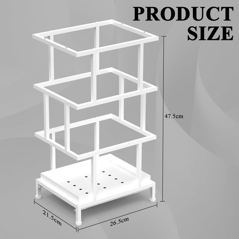 Alyoen Umbrella Holder for Entryway, Metal Umbrella Stand with Water Tray and Cane Holder, Adjustable Feet, 10.4 x 8.4 x 18.7 in, Suitable for Home, Office, and Shopping Mall (White) - Image 5