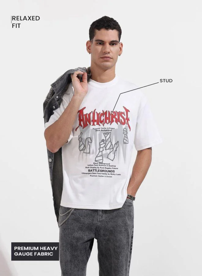 The Indian Garage Co Men Relaxed Fit Graphic Printed Crew Neck Half Sleeves T-Shirt