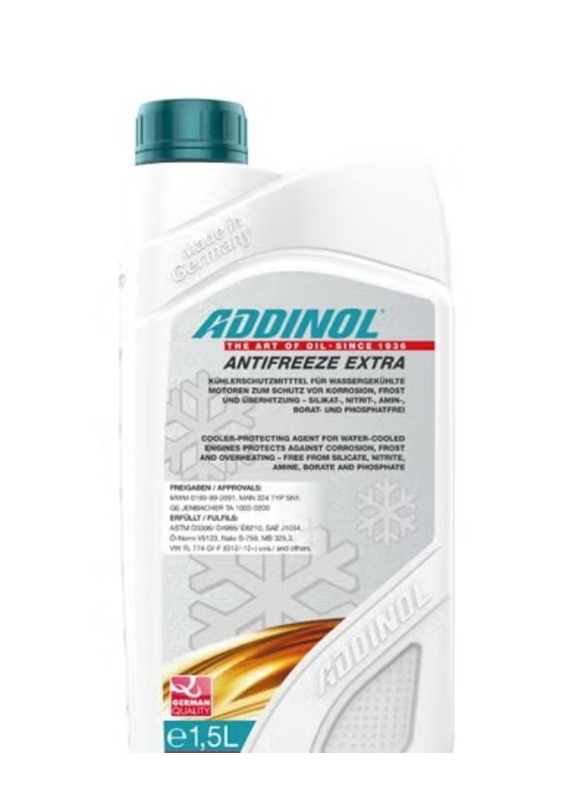 ADDINOL Antifreeze Extra is a high quality and environmentally friendly cooler-protecting agent based on ethylene glycol with special anti-corrosive additives