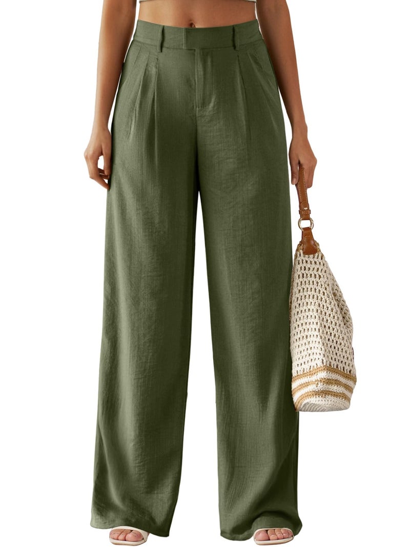 Feiersi Wide Leg Pants for Women High Waisted Casual Straight Long Trousers Palazzo Pants(Army Green,XX-Large) - Image 1