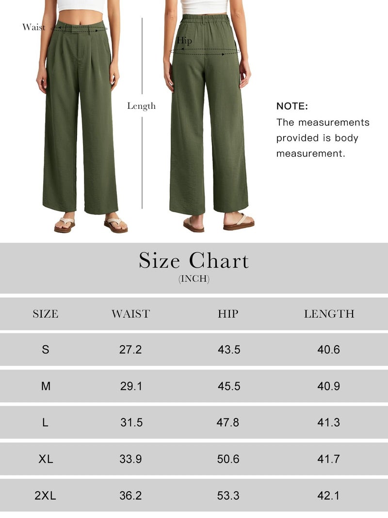 Feiersi Wide Leg Pants for Women High Waisted Casual Straight Long Trousers Palazzo Pants(Army Green,XX-Large) - Image 2