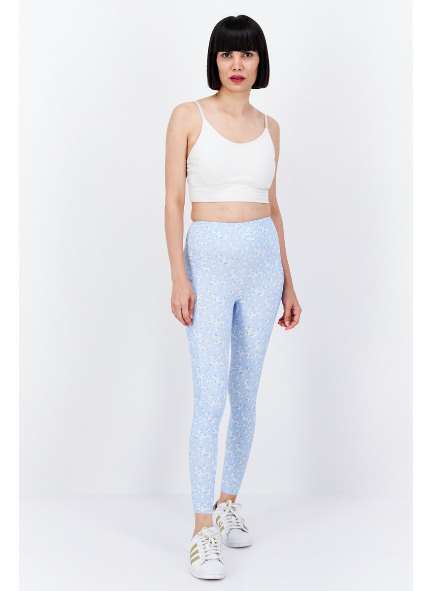 Dippin' Daisy's - Women Floral Print Leggings, Sage Blue - Image 1
