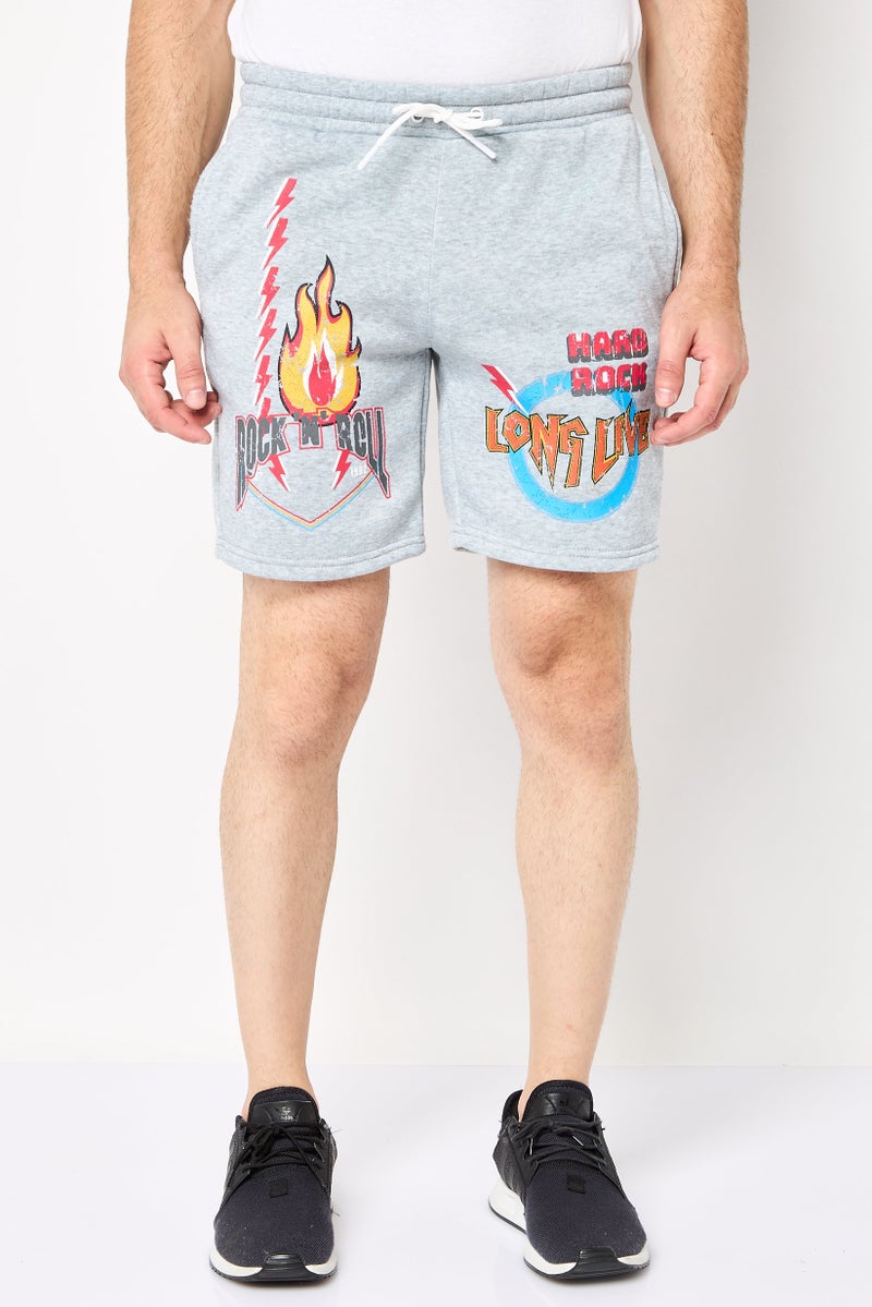 MEMBERS ONLY Men Regular Fit 7,5 Inseam Graphic Print Fleece Shorts, Heather Grey - Image 1