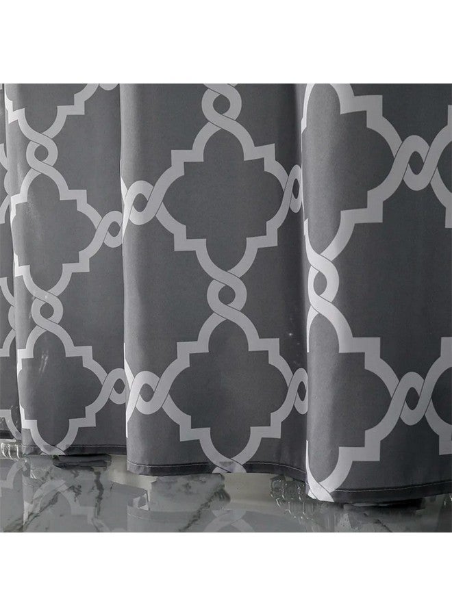 HOMETHREADS HOMETHREADS Embrace Luxury with Our 6-Feet Long Premium Polyester Shower Curtain with 12 Hooks for a Lavish Bathroom Ambiance | Stylish, Splendid, and Perfectly Sized (180x180cm, Grey Trap)  - Image 3