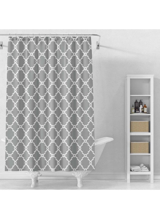 HOMETHREADS HOMETHREADS Embrace Luxury with Our 6-Feet Long Premium Polyester Shower Curtain with 12 Hooks for a Lavish Bathroom Ambiance | Stylish, Splendid, and Perfectly Sized (180x180cm, Grey Trap)  - Image 1