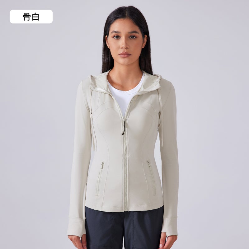 Generic Autumn Hooded Yoga Jacket Slim Fit DAW204 Bone white 