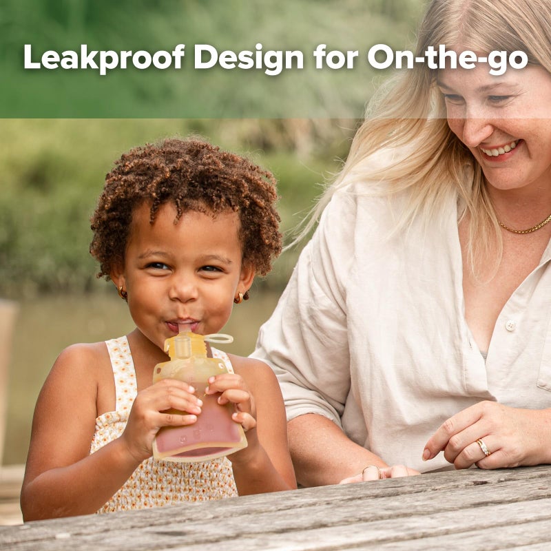 haakaa Pouch Reusable Baby Food Pouch, Reusable Pouches for Toddlers Kids Squeezable Pouch, Washable Freezer - Make Homemade Organic Food for Babies/Toddlers, 4oz, 2 Pack (Yellow) - Image 5