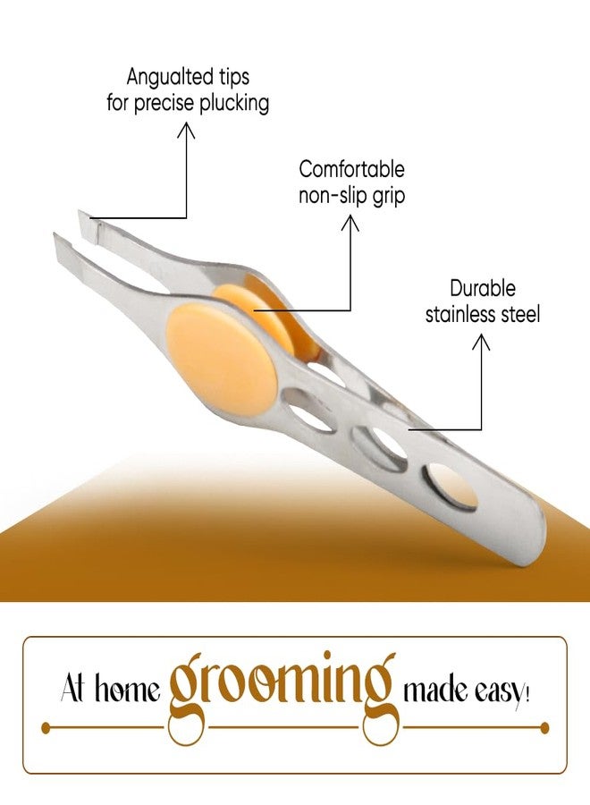FOLELLO Square Tip Tweezer/Plucker with Rubber Grip, Suitable for Eyebrows, Upper Lips & Small hairs (Golden), Precision Tweezers for Home & Professional Use, Unisex Hair Plucker for Facial Hair - Image 3