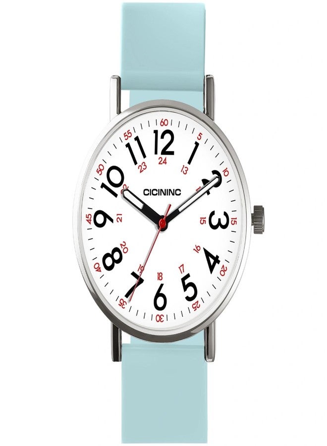 cicininc Nurse Watch for Women&Men,Echeveria Blue Analog Nursing Watches with 12/24 Hour Military Time,Second Hand - Image 2