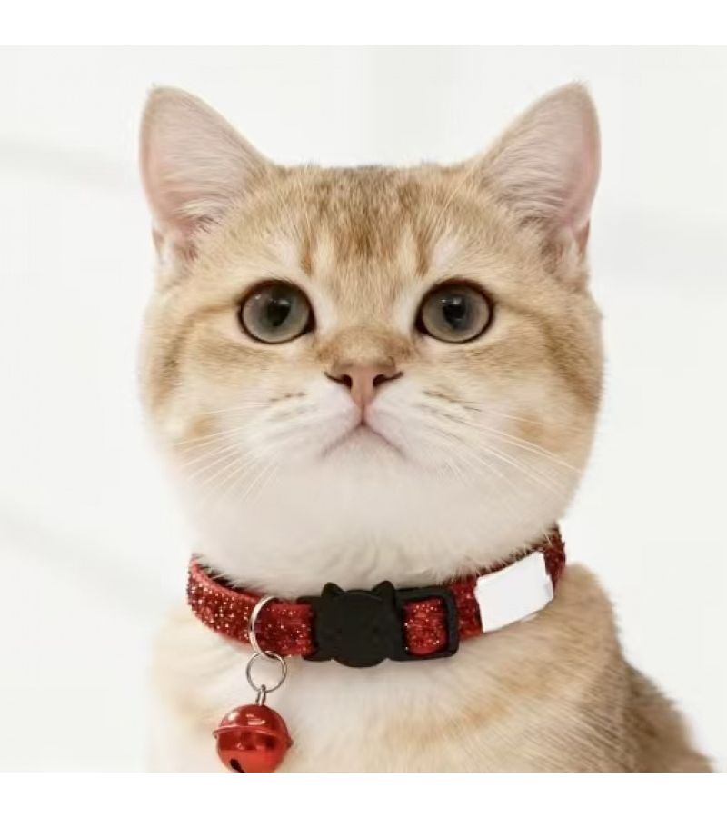 Yellow Bell Velvet Rope Cat Dog Collar With Large Bell Adjustable XS - Image 2