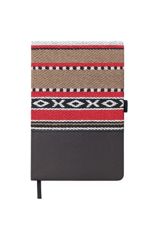 سانثوم Santhome A5 Sadu Hardcover Notebook with Traditional Fabric Cover – 192 Smooth Lined Pages, Pen Loop, Elastic Closure & Ribbon Marker for Writing, Journaling, Office Notes, Study, Travel & Gifting