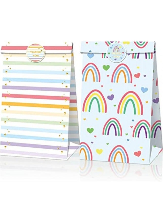 DecoLoral DECOR ME Rainbow Party Favor Bag Rainbow Theme Treat Candy Bags Rainbow Snack Bags Rainbow Paper Print Gift Bags With Handles - Image 2