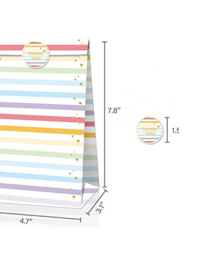 DecoLoral DECOR ME Rainbow Party Favor Bag Rainbow Theme Treat Candy Bags Rainbow Snack Bags Rainbow Paper Print Gift Bags With Handles - Image 4