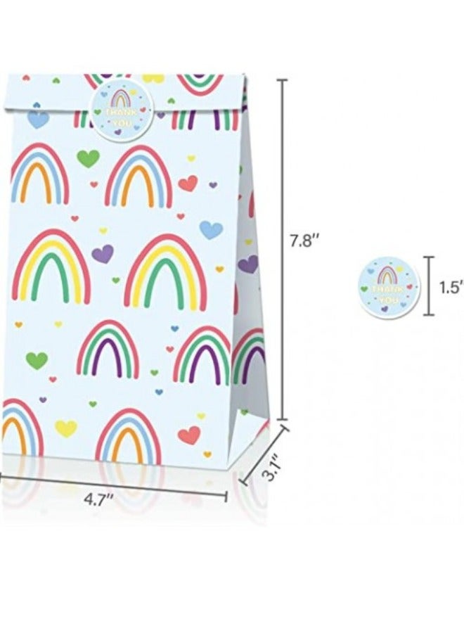 DecoLoral DECOR ME Rainbow Party Favor Bag Rainbow Theme Treat Candy Bags Rainbow Snack Bags Rainbow Paper Print Gift Bags With Handles - Image 3
