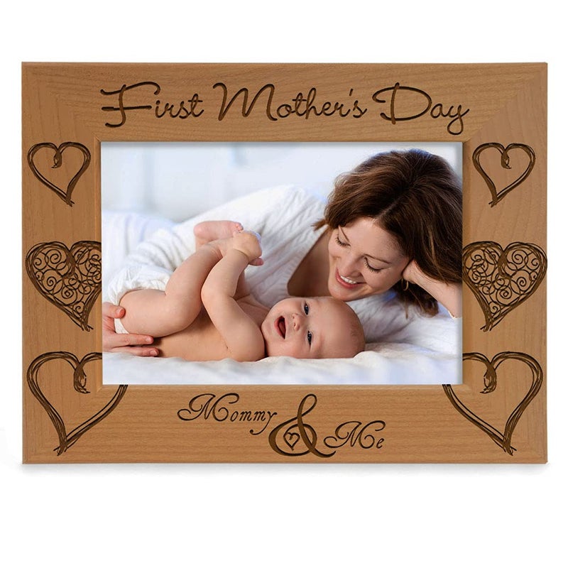 Kate Posh KATE POSH First Mothers Day Photo Frame  Engraved Natural Wood Picture Frame  1st Mothers Day Gifts New Mommy Gifts First Time Mom Mommy  Me Gifts 5x7Horizontal 