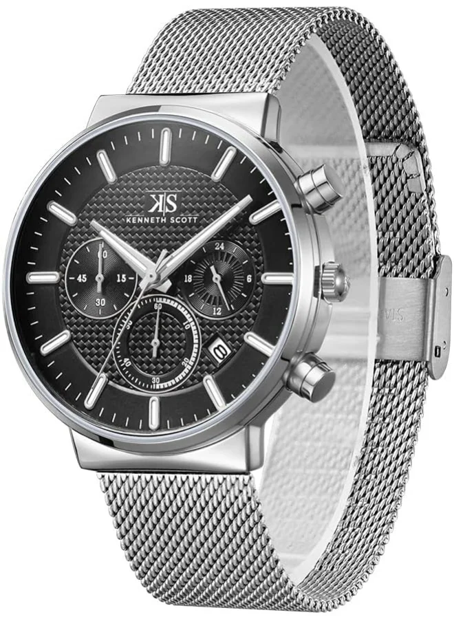 KENNETH SCOTT Men's Black Dial Multi Function Watch - K22133-SMSB